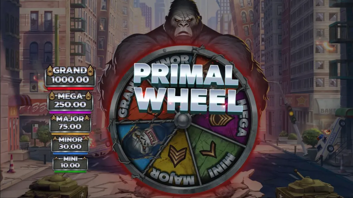 Pemandangan kera raksasa di dalam hutan kuno pada slot Primal Rampage